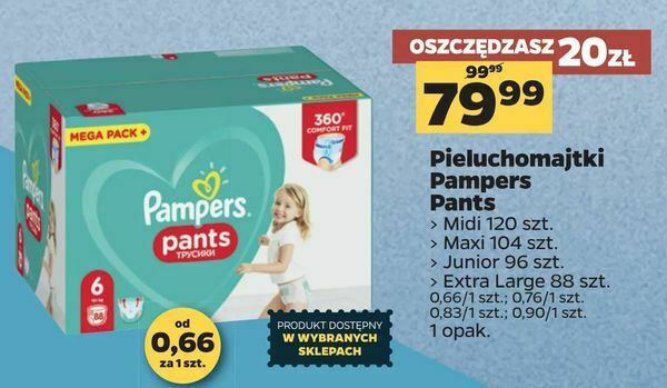 pieluchomajtki pampers pasek z tyłu